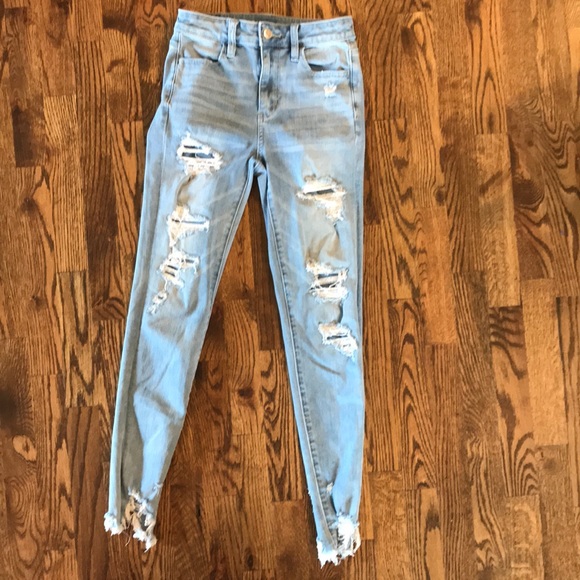 American Eagle Outfitters Distressed Super Hi-Rise Jegging - Picture 2 of 14